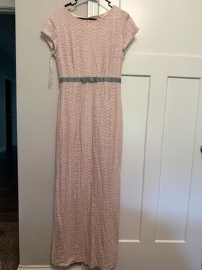 LC Lauren Conrad Dusty Pink Lace Maxi Dress with Bow Belt